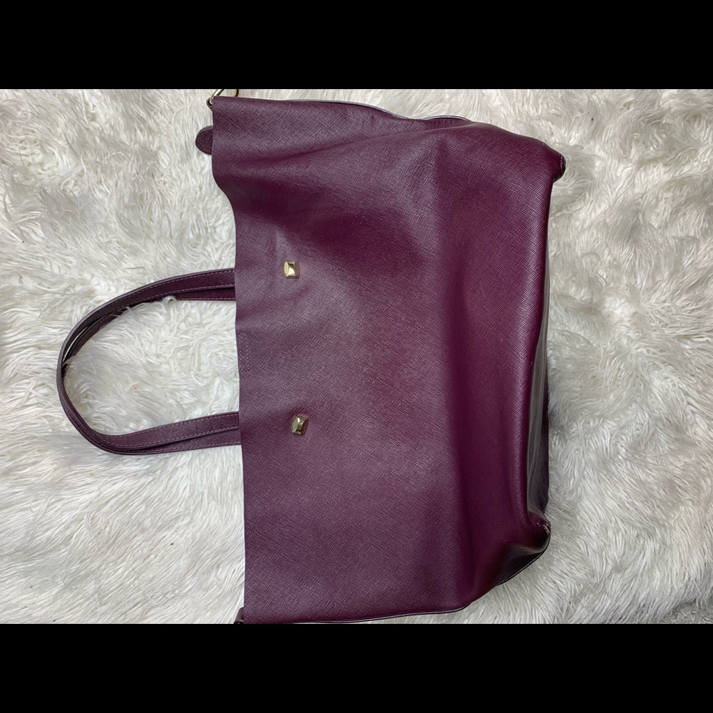 Plum leather tote